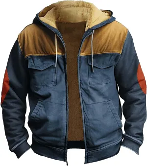 Men's Loose Jacket Coats Long Sleeve Zipper Hooded Loose-Fitting Coat Cycling Jackets for Men