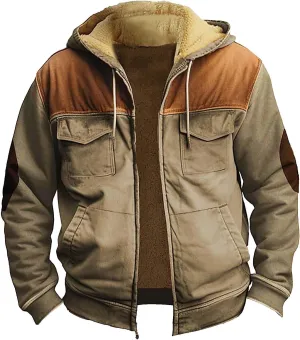 Men's Loose Jacket Coats Long Sleeve Zipper Hooded Loose-Fitting Coat Cycling Jackets for Men