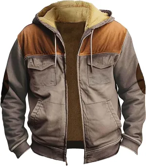 Men's Loose Jacket Coats Long Sleeve Zipper Hooded Loose-Fitting Coat Cycling Jackets for Men