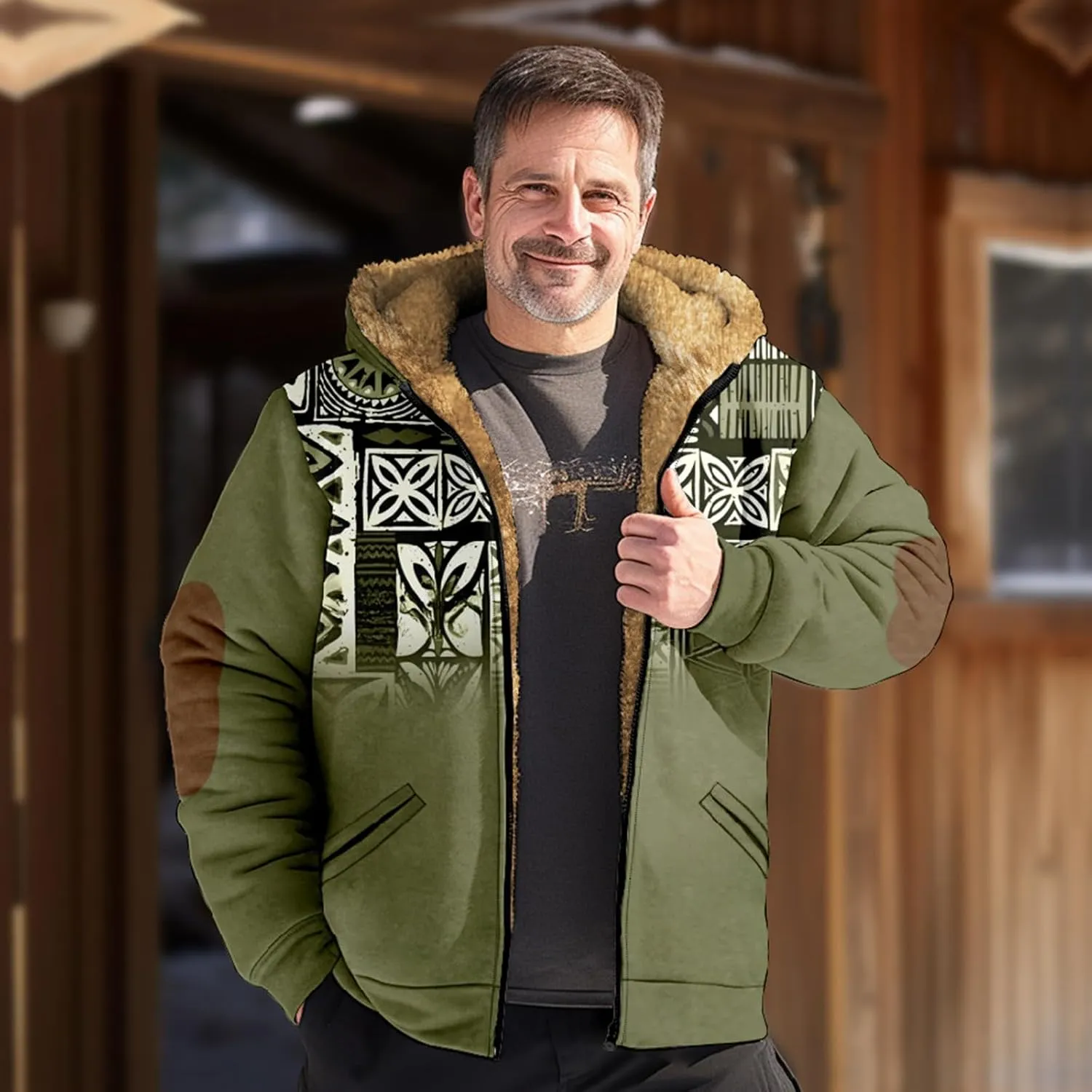 Mens Loose Pullover Coats Long Sleeve Zipper Hooded Loose-Fitting Coat Cycling Jackets for Men