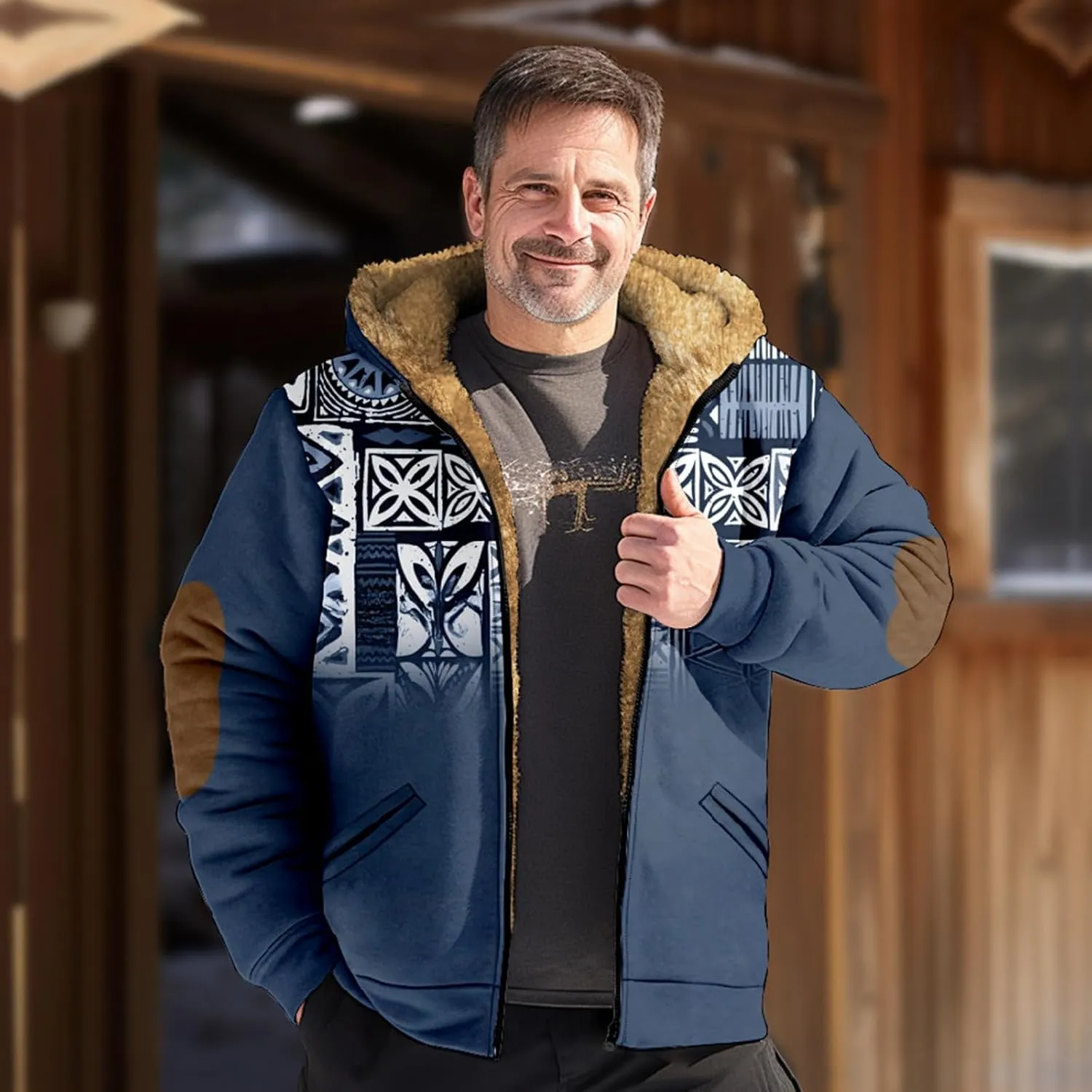 Mens Loose Pullover Coats Long Sleeve Zipper Hooded Loose-Fitting Coat Cycling Jackets for Men