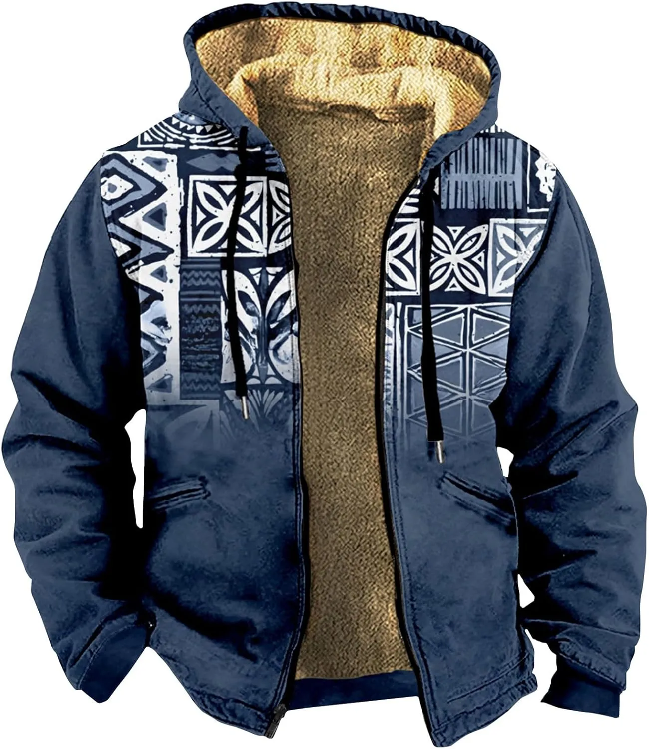 Mens Loose Pullover Coats Long Sleeve Zipper Hooded Loose-Fitting Coat Cycling Jackets for Men