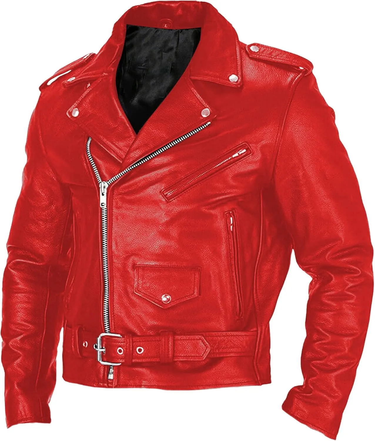 Men's Motorcycle Leather Jacket Vintage Faux Leather Jacket Spring Fall Windproof Coats Zip-Up Slim Fit Biker Coat