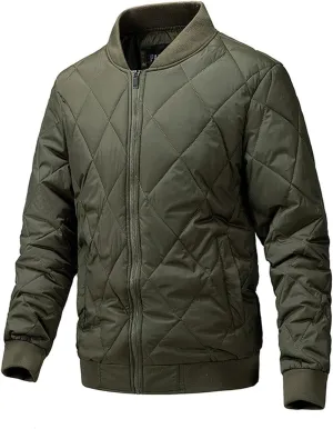 Men's Packable Down Jacket, Puffer Jacket Lightweight Warm Cotton Coat for Hiking Travel, Full Zip Up Thicken Coats