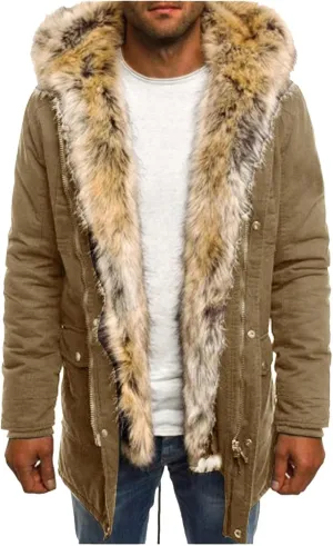 Mens Sherpa Jacket Fleece Lined Motorcycle Tactical Cargo Jacket Warm Zip Up Thickened Trucker Winter Warm Pea Coats