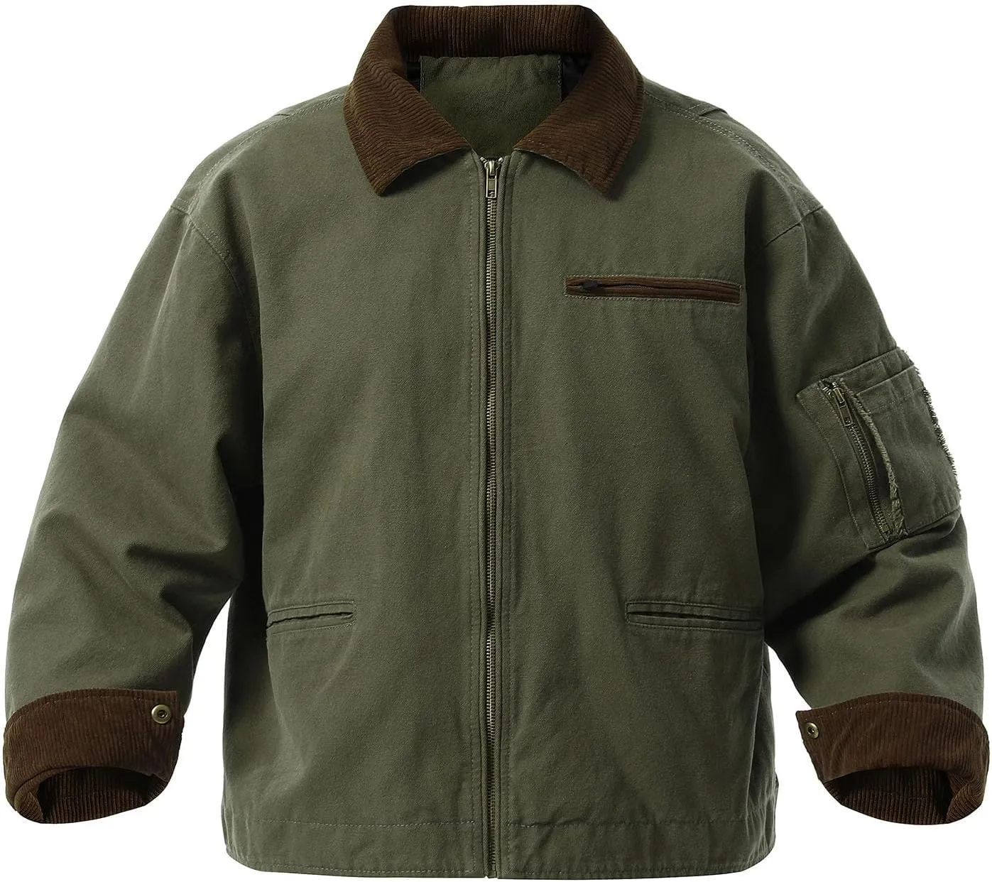 Men's Shirt Jacket, Long Sleeve Soft Warm Wool Sherpa Lined Jackets, Outdoor Winter Warm Workwear Full Zipper Jacket