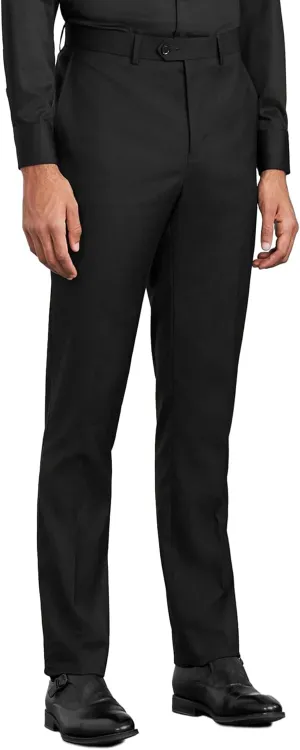 Mens Slim Fit Dress Pants Expandable Waist Flat Front No Iron Suit Pants
