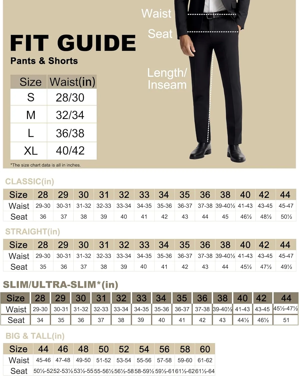 Mens Slim Fit Dress Pants Expandable Waist Flat Front No Iron Suit Pants