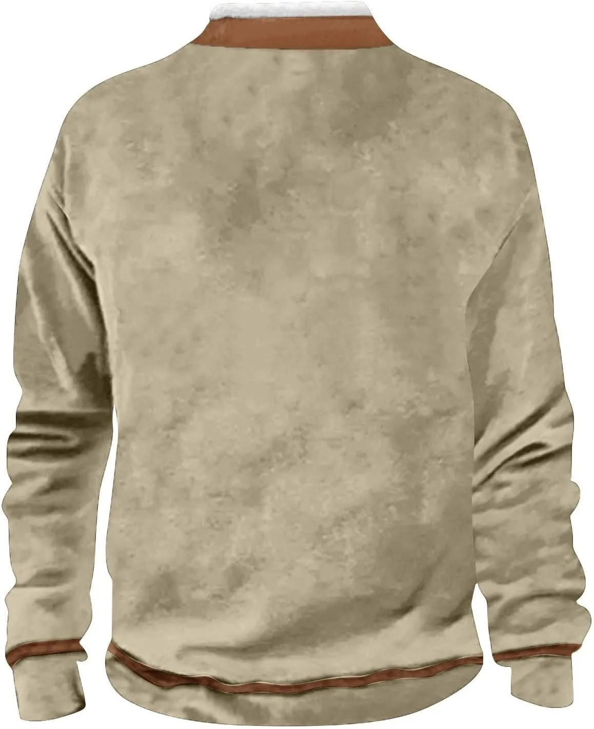 Men's Vintage Western Cowboy Zipper Sweatshirt Fluffy Fleece Sweater 1/4 Zip Stand Collar Cowboy Print Jacket Coats