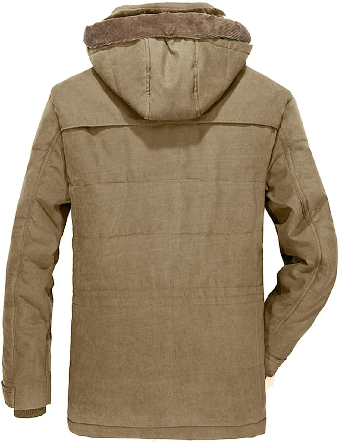 Men's Warm Parka Jacket Military Jacket Fleece Lined Warm Cargo Jackets with Detachable Hood Faux-Fur Trim