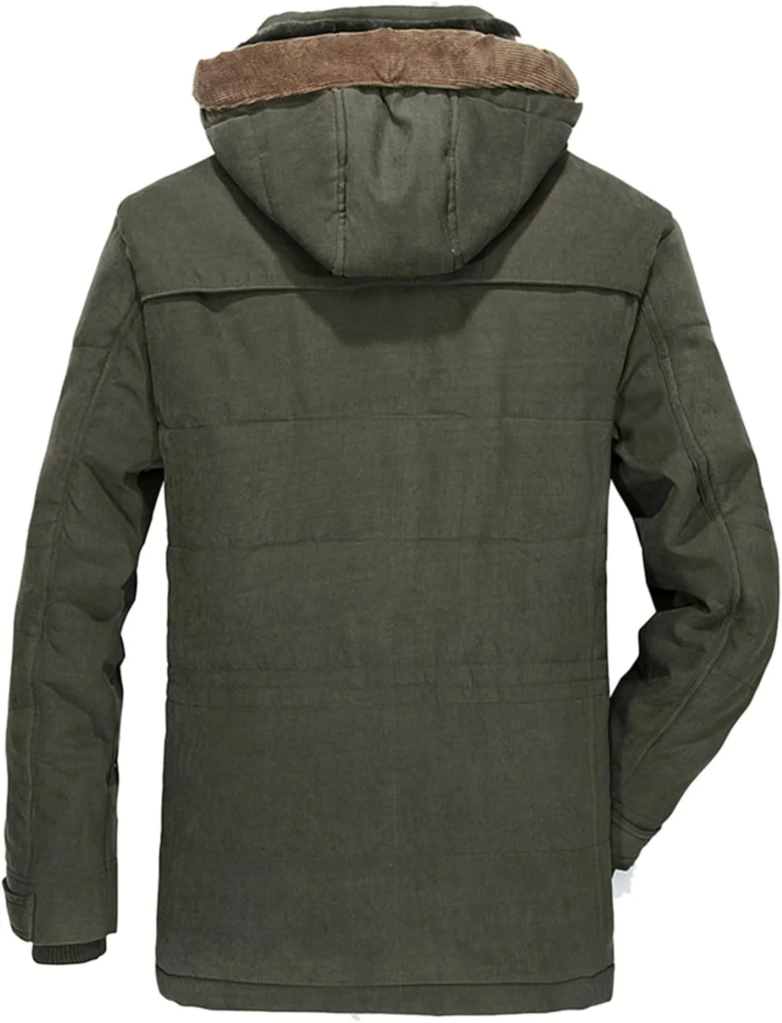 Men's Warm Parka Jacket Military Jacket Fleece Lined Warm Cargo Jackets with Detachable Hood Faux-Fur Trim