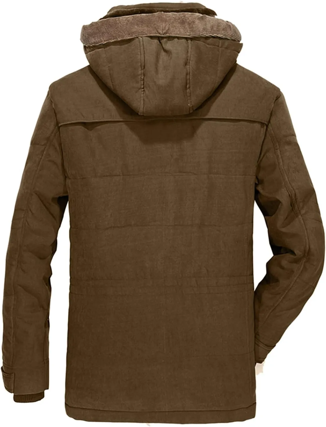 Men's Warm Parka Jacket Military Jacket Fleece Lined Warm Cargo Jackets with Detachable Hood Faux-Fur Trim