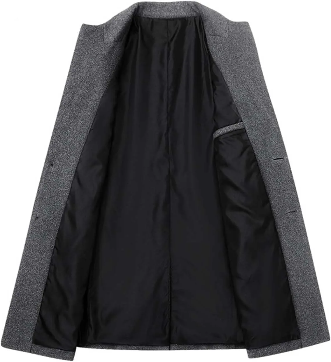 Men's Winter Coat Trench Overcoat Wool Blend Casual Single Breasted Mid-Long Pea Top Jacket