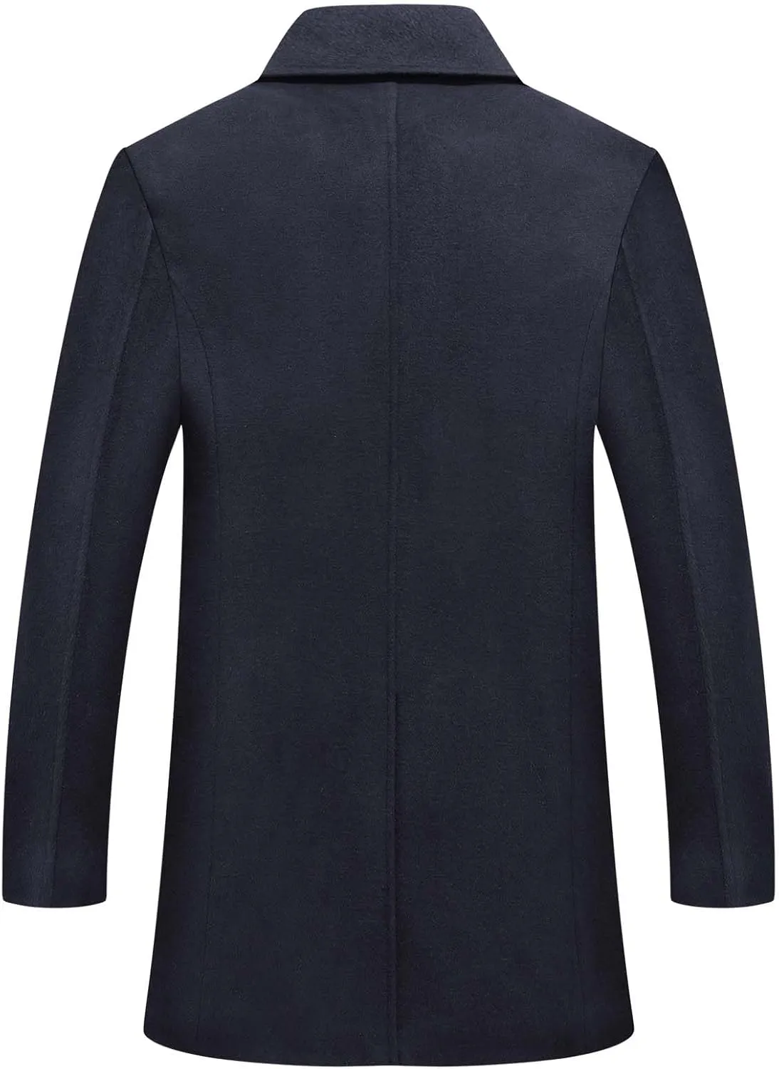 Men's Winter Coat Wool Blend Trench Overcoat Casual Double Breasted Long Pea Topcoat