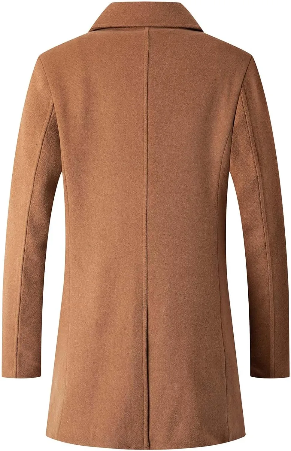 Men's Winter Coat Wool Blend Trench Overcoat Casual Double Breasted Long Pea Topcoat