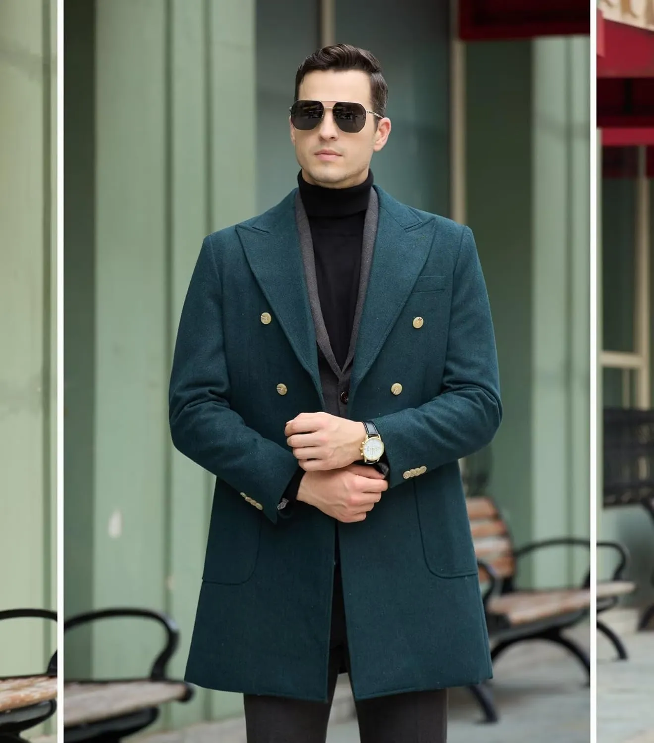 Mens Winter Jacket Trench Coats for Men Long Jackets Warm Peacoat Men's Double Breasted Overcoat