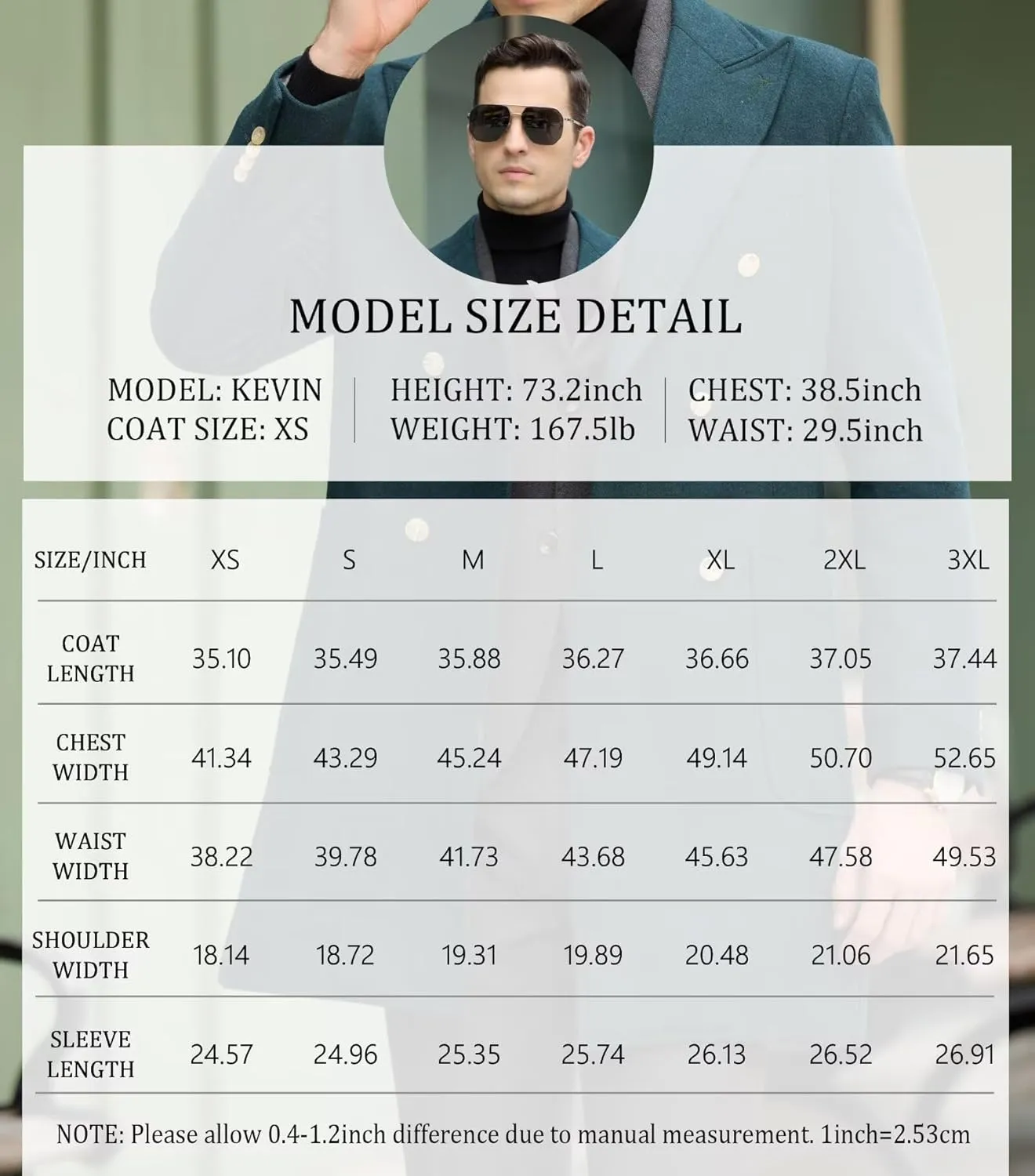 Mens Winter Jacket Trench Coats for Men Long Jackets Warm Peacoat Men's Double Breasted Overcoat
