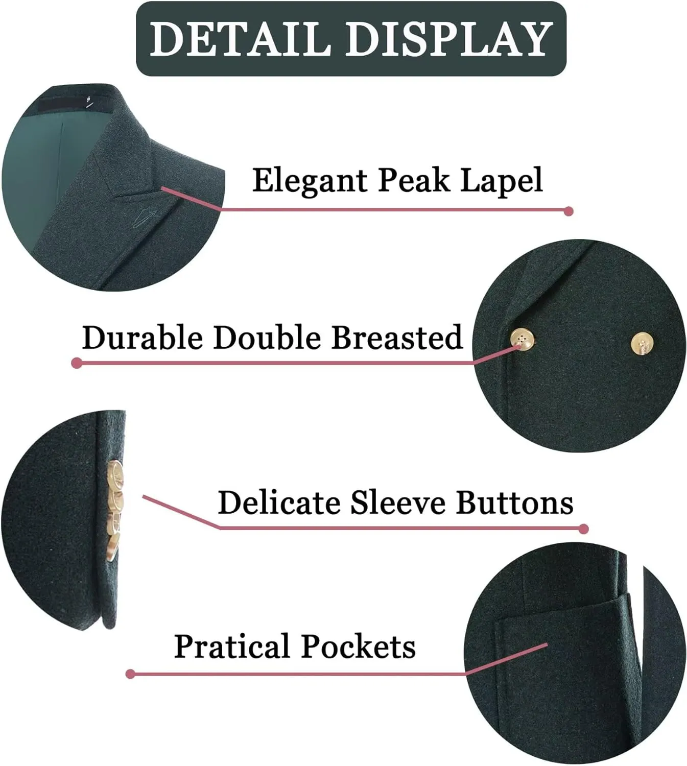 Mens Winter Jacket Trench Coats for Men Long Jackets Warm Peacoat Men's Double Breasted Overcoat