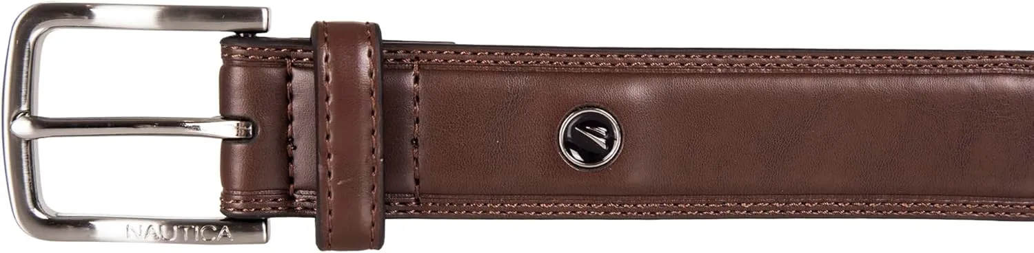 Nautica Men's Dress Leather Belt for Suits and Pants | Classic | Business | Fashion | Adjustable | Metal Buckle