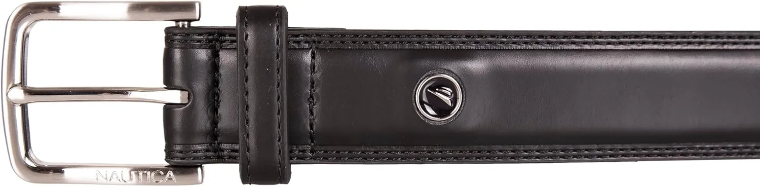 Nautica Men's Dress Leather Belt for Suits and Pants | Classic | Business | Fashion | Adjustable | Metal Buckle