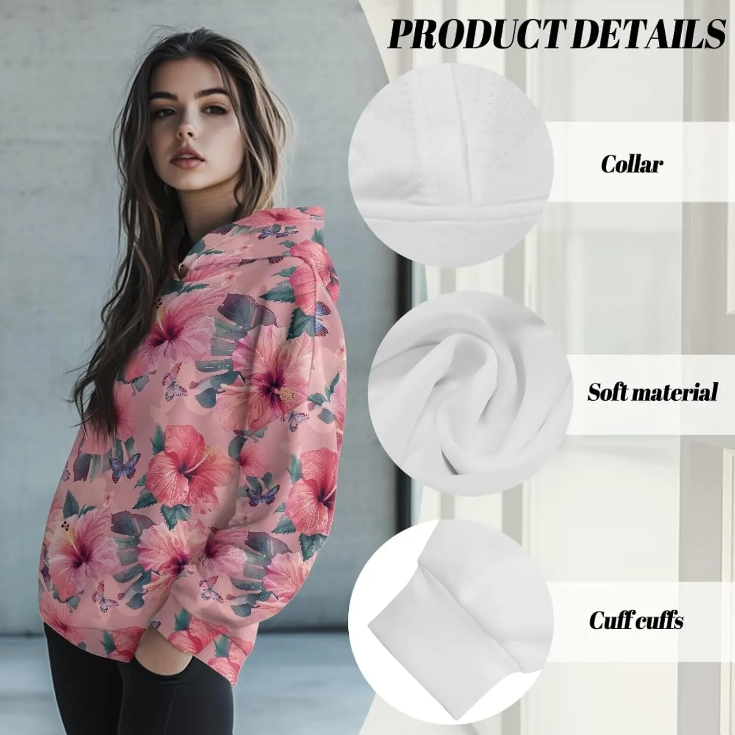 NDISTIN Ladies Loose Hooded Pullover Soft Loose Sweatshirts for Women Loose Fit for Women's Everyday Fitness