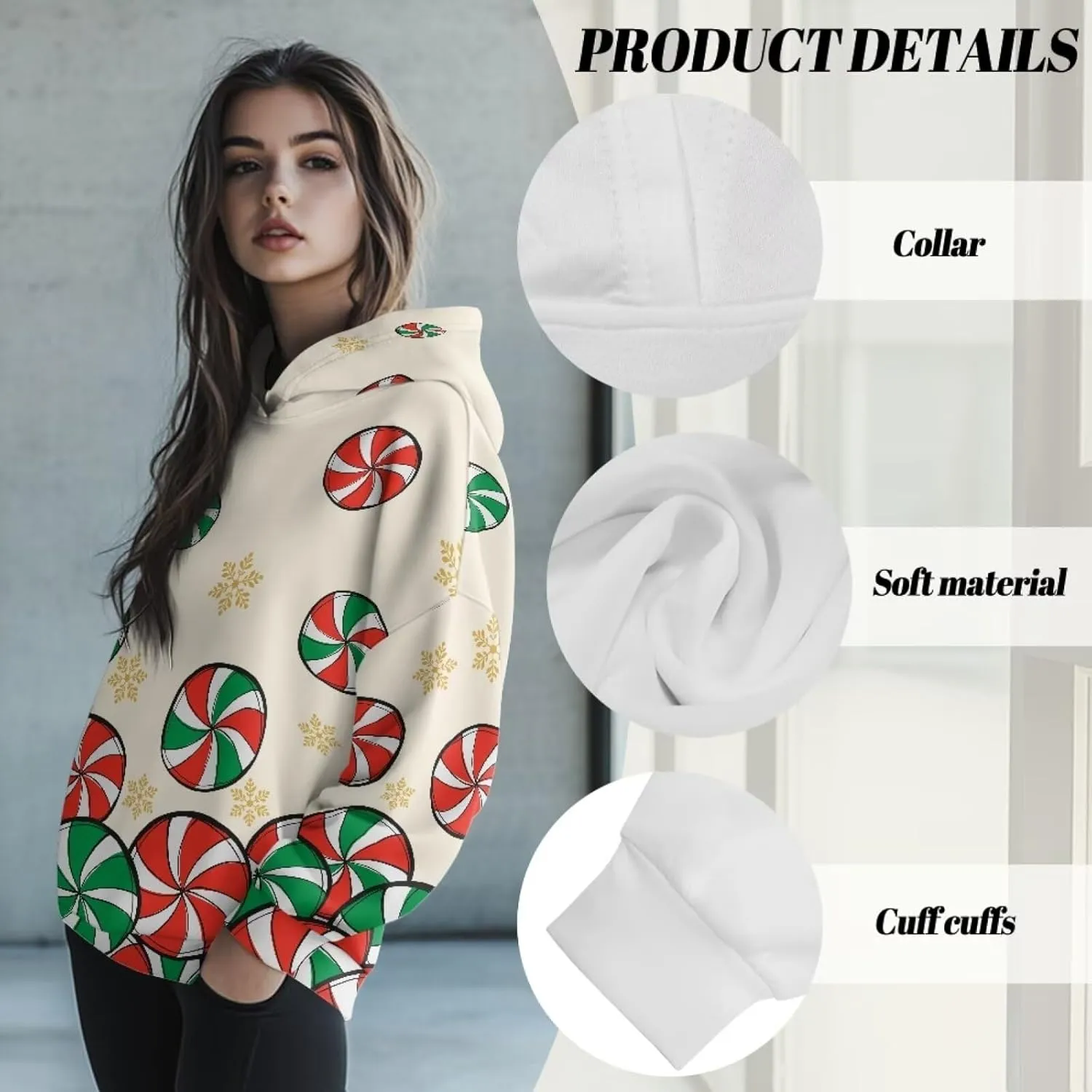 NDISTIN Ladies Loose Hooded Pullover Soft Loose Sweatshirts for Women Loose Fit for Women's Everyday Fitness