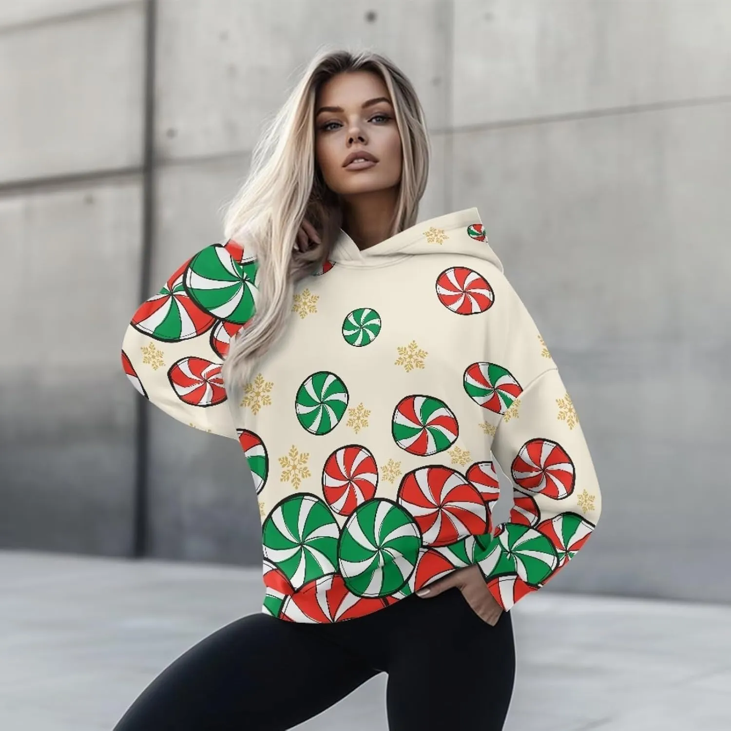 NDISTIN Ladies Loose Hooded Pullover Soft Loose Sweatshirts for Women Loose Fit for Women's Everyday Fitness