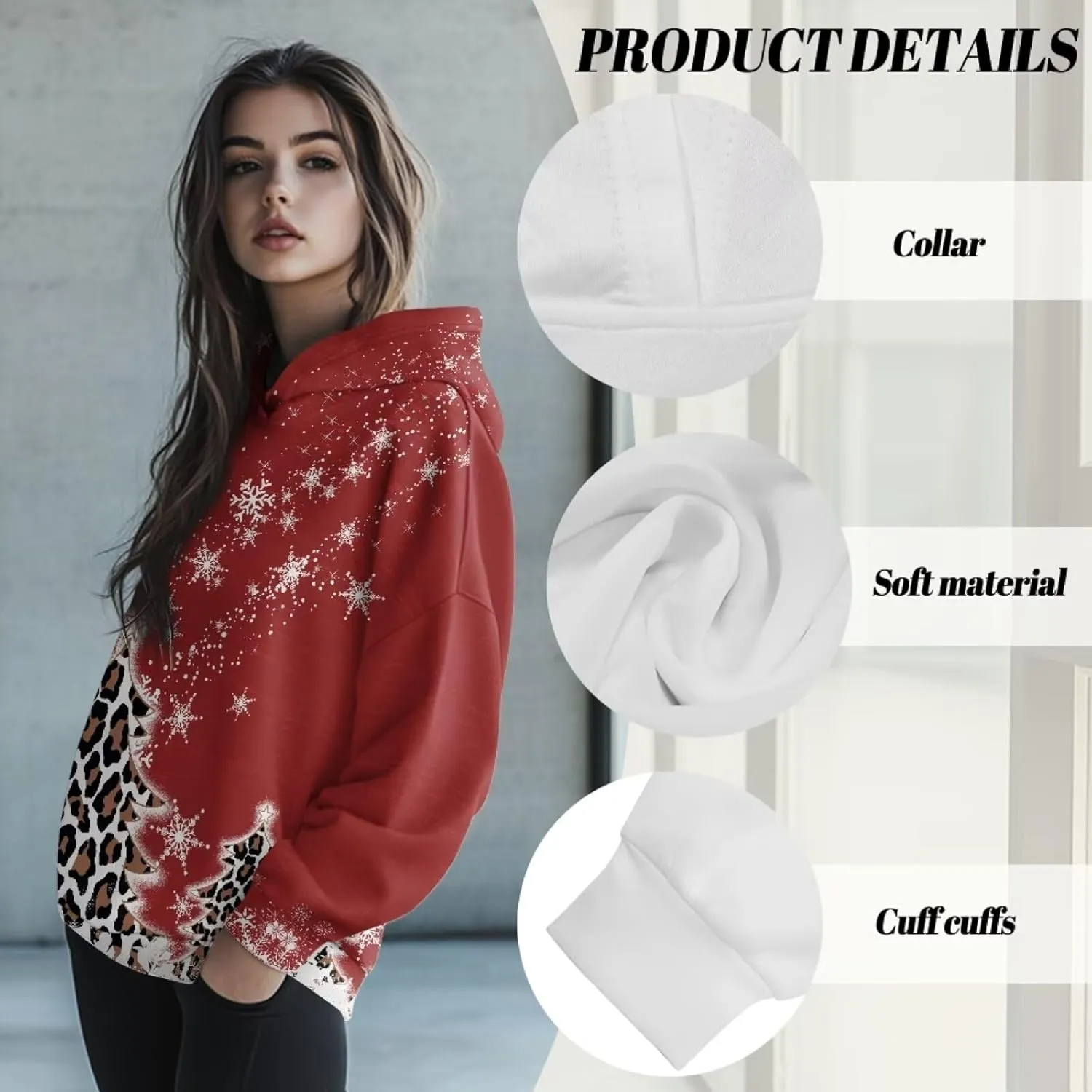 NDISTIN Ladies Loose Hooded Pullover Soft Loose Sweatshirts for Women Loose Fit for Women's Everyday Fitness