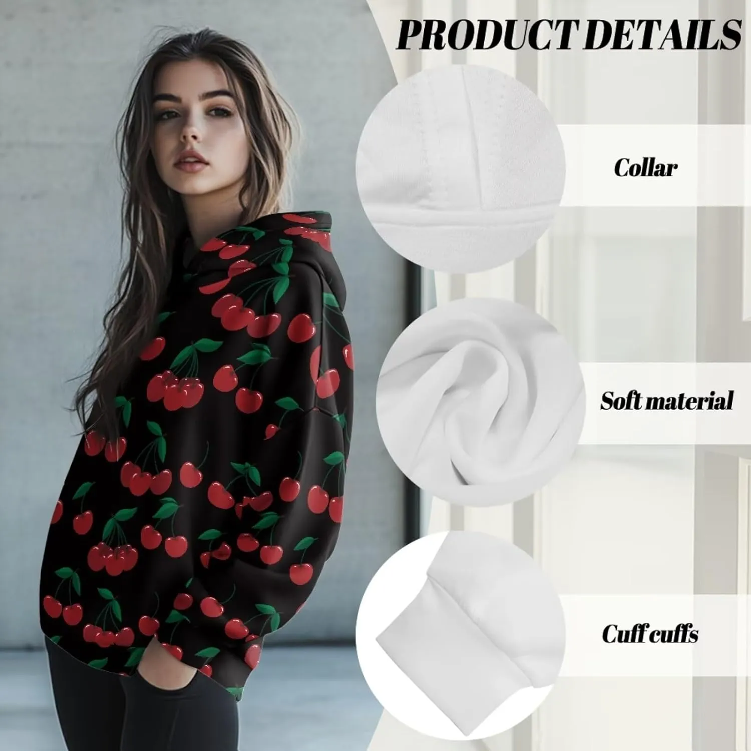 NDISTIN Ladies Loose Hooded Pullover Soft Loose Sweatshirts for Women Loose Fit for Women's Everyday Fitness
