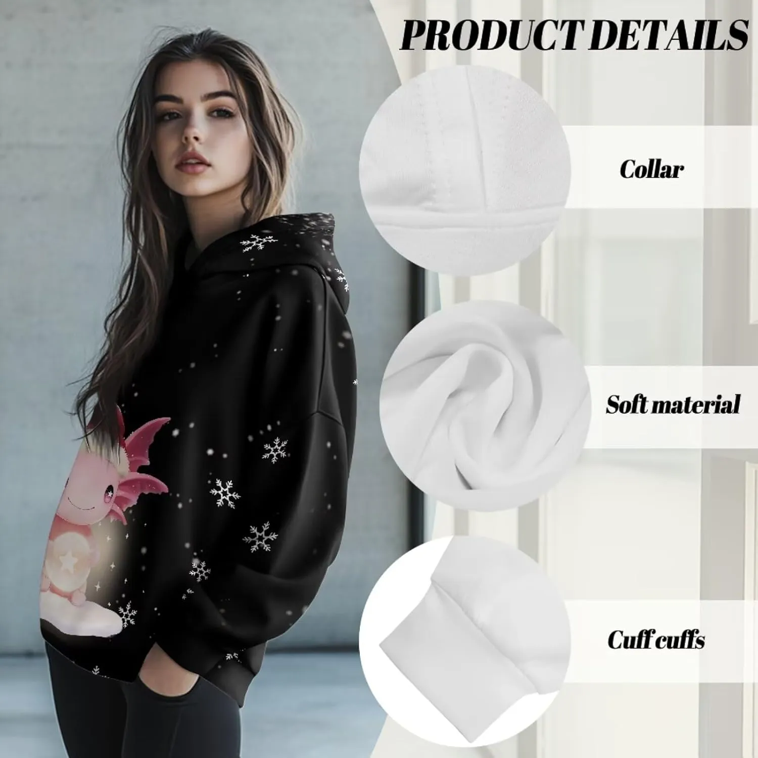 NDISTIN Sweatshirts for Women Loose Fit Slim Fit Ladies Loose Hooded Pullover Loose Daily Ideal Clothes