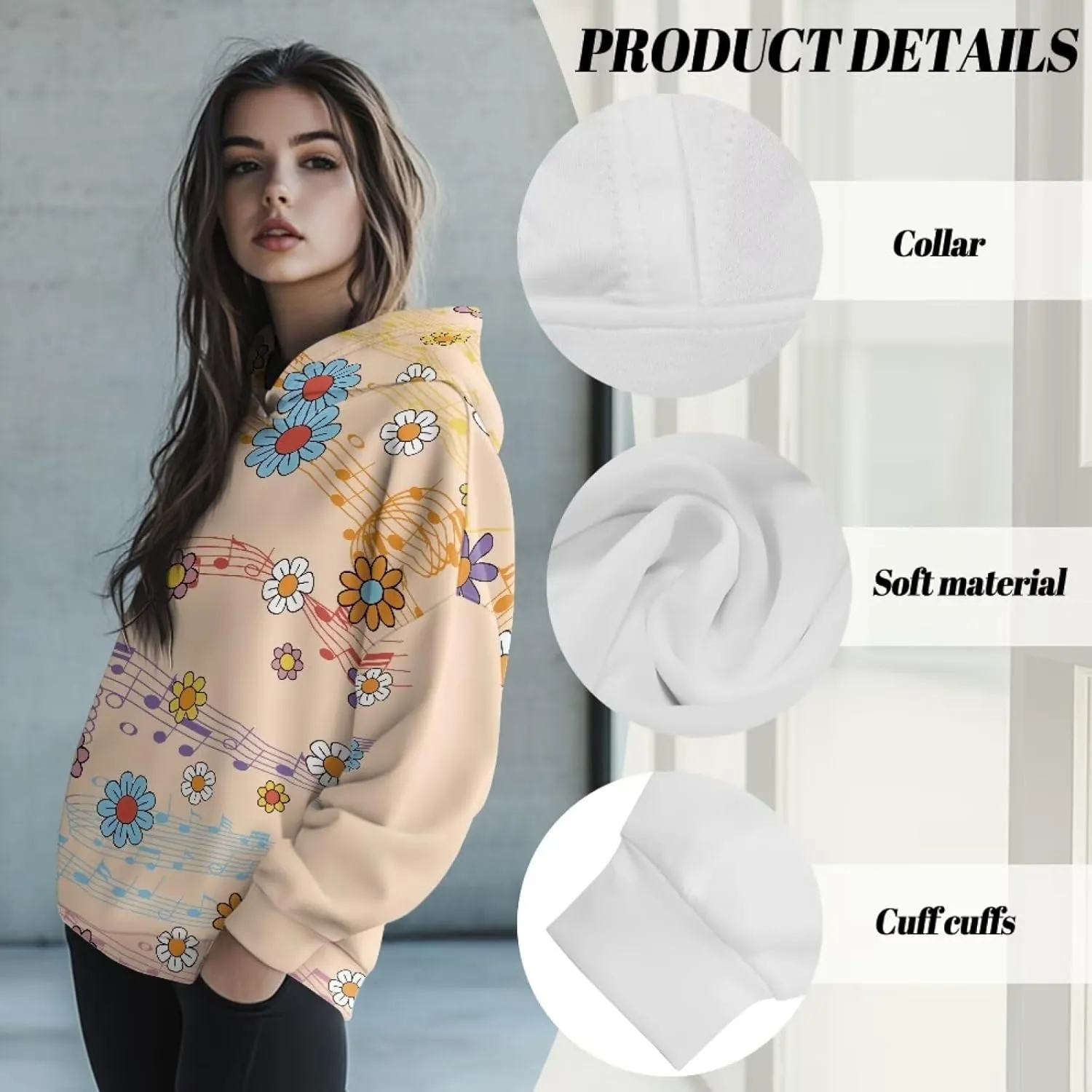 NDISTIN Sweatshirts for Women Loose Fit Slim Fit Ladies Loose Hooded Pullover Loose Daily Ideal Clothes