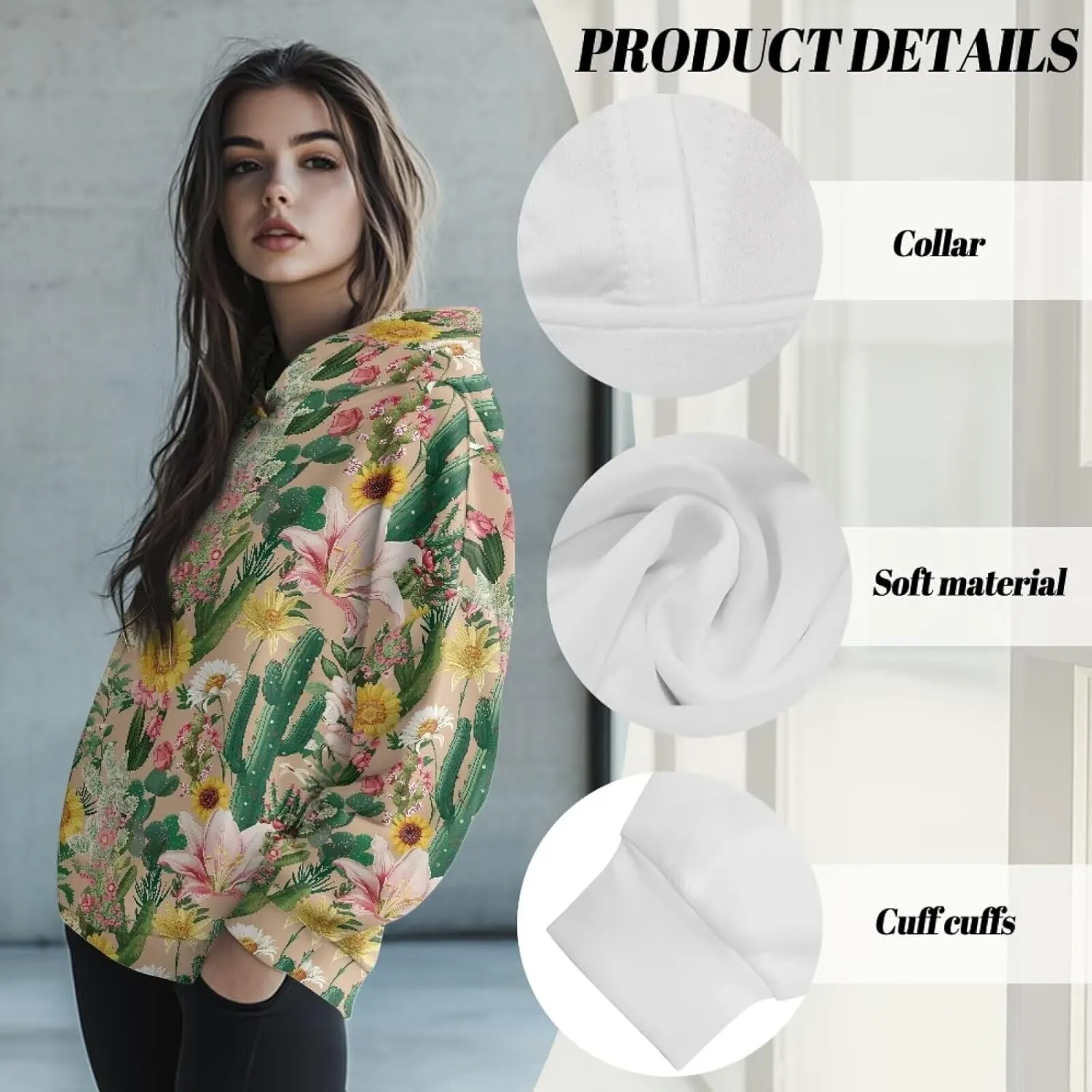 NDISTIN Sweatshirts for Women Loose Fit Slim Fit Ladies Loose Hooded Pullover Loose Daily Ideal Clothes