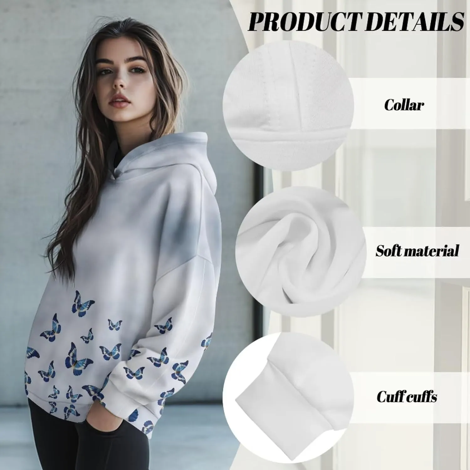 NDISTIN Sweatshirts for Women Loose Fit Slim Fit Ladies Loose Hooded Pullover Loose Daily Ideal Clothes