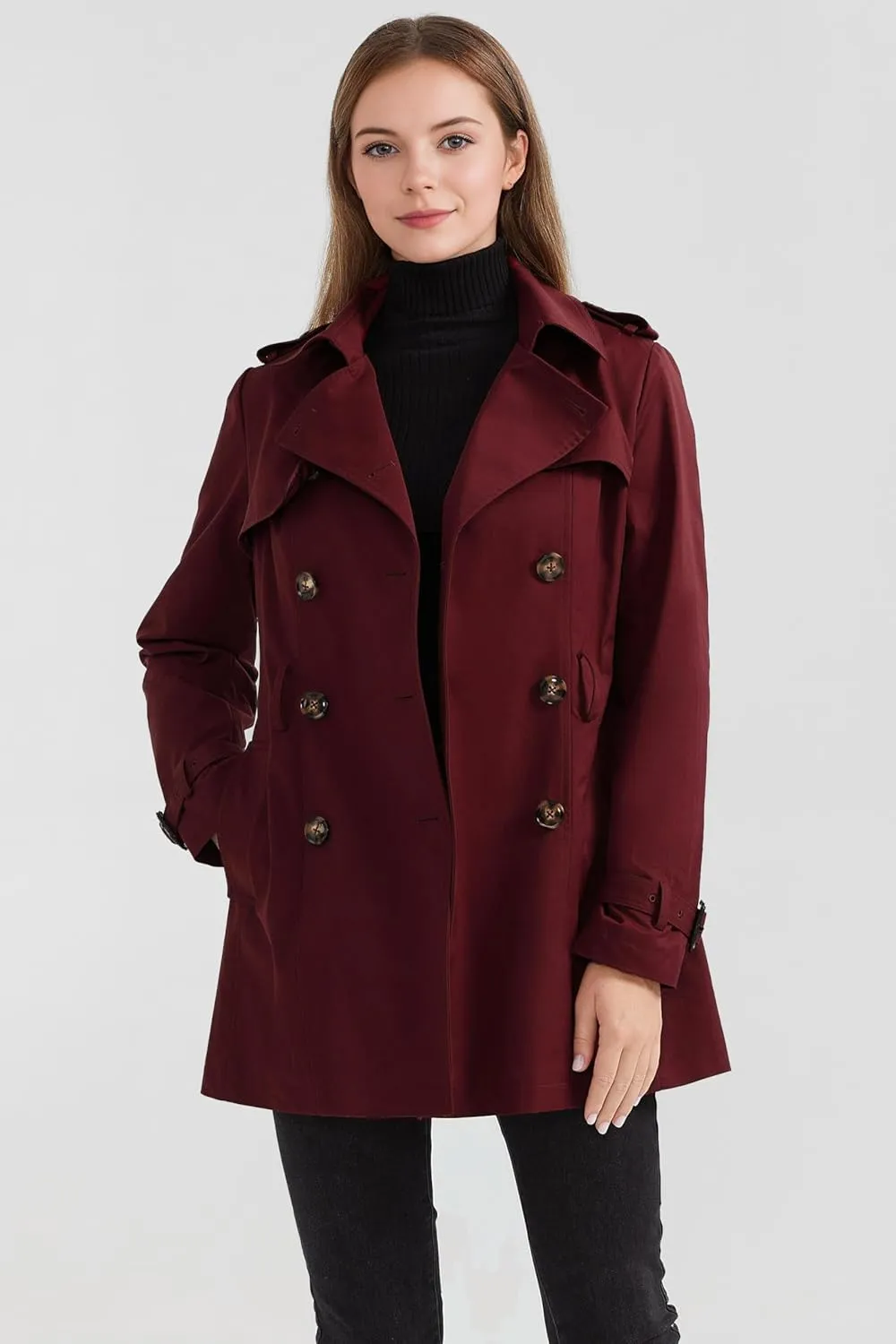 Orolay Women's Double Breasted Trench Coat Windbreaker Jacket with Belt
