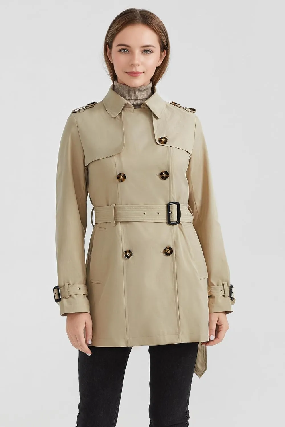 Orolay Women's Double Breasted Trench Coat Windbreaker Jacket with Belt