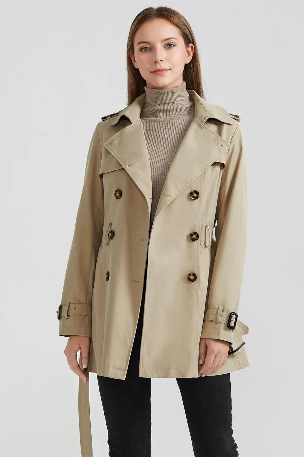 Orolay Women's Double Breasted Trench Coat Windbreaker Jacket with Belt