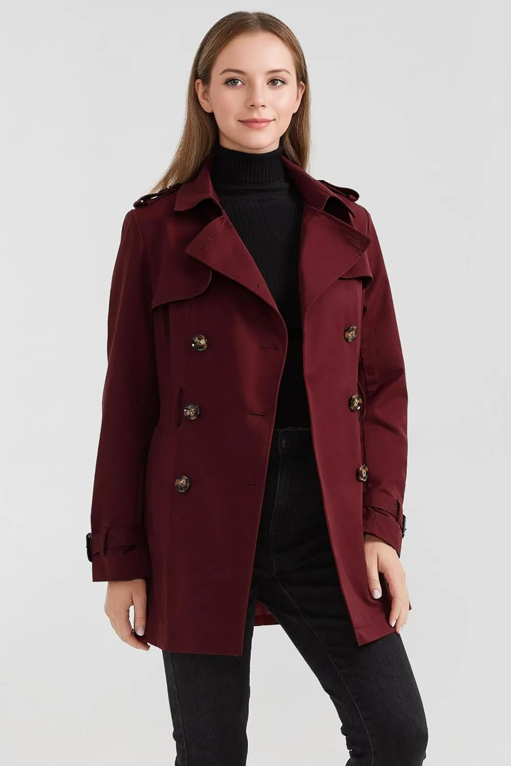 Orolay Women's Double Breasted Trench Coat Windbreaker Jacket with Belt