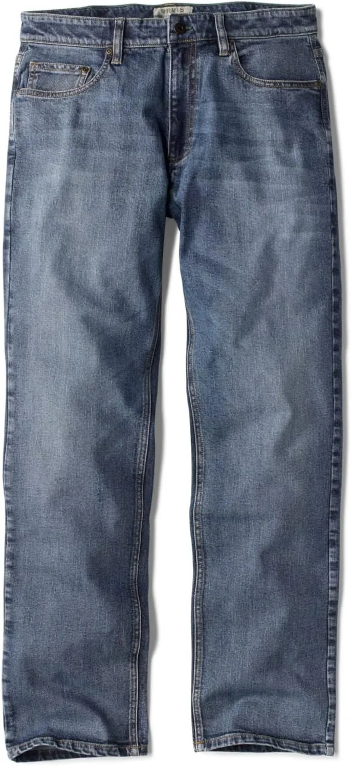 Orvis Montana Morning Denim Blue Jeans for Men - Improved Active Fit Mid-Stretch with Straight Leg and Clean Stitching