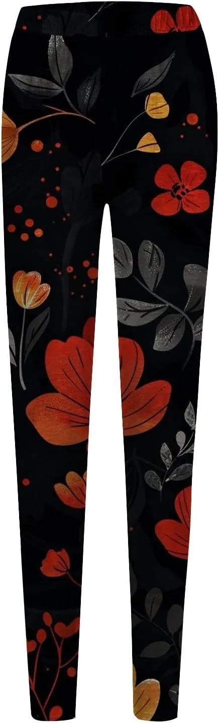 Pattern Leggings for Women Knit Cotton Leggings Women with Pockets Womens Workout Bottoms
