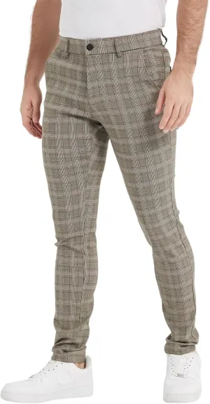 Plaid&Plain Men's Plaid Pants Skinny Dress Pants for Men Skinny Chino Pants Men