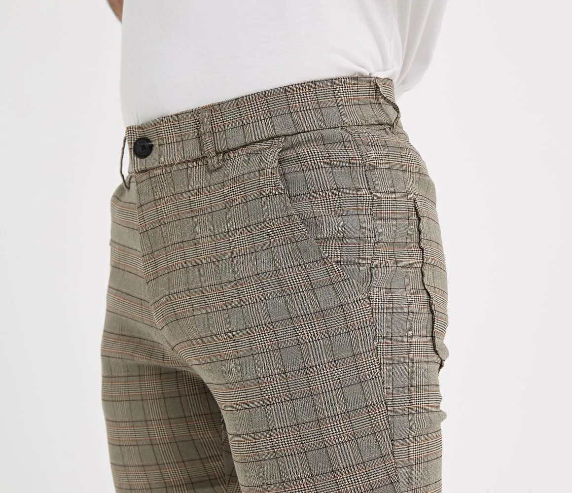 Plaid&Plain Men's Plaid Pants Skinny Dress Pants for Men Skinny Chino Pants Men