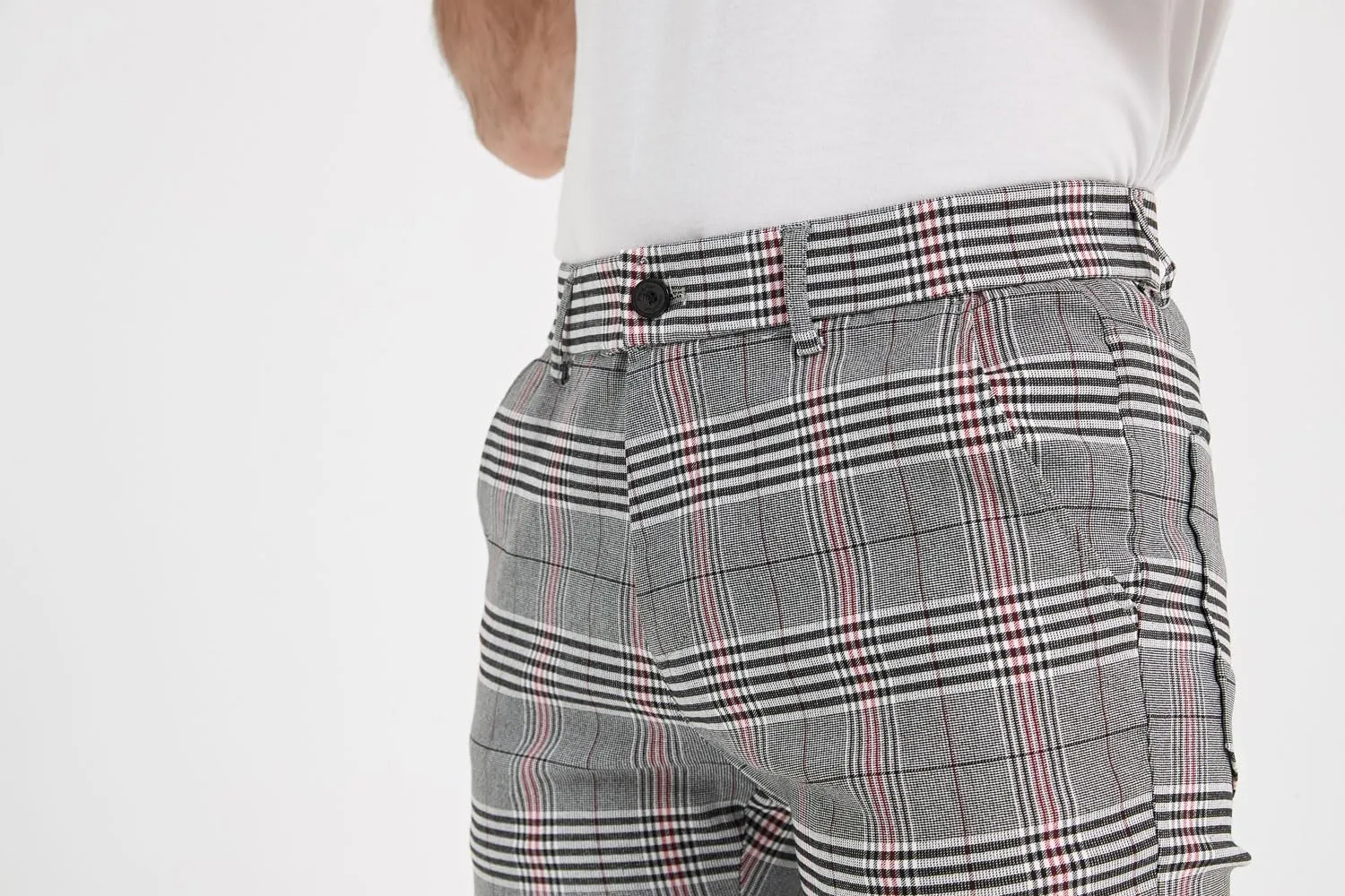 Plaid&Plain Men's Plaid Pants Skinny Dress Pants for Men Skinny Chino Pants Men