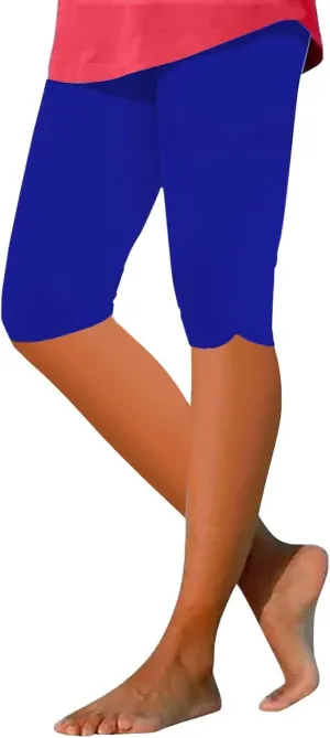 Plus Size Leggings Printed Stretch High Waist Elastic Cropped Pants Resort Beach Leggings Leggings with Pockets
