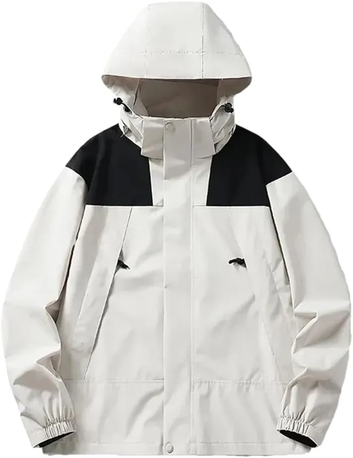 Rfmfkkg Men'S Loose Casual Outdoor Jacket Hoodies Casual Loose Patchwork Zipper Coats