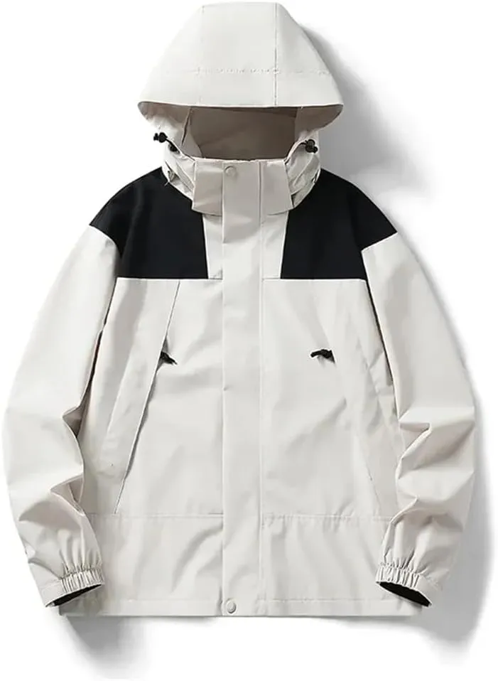Rfmfkkg Men'S Loose Casual Outdoor Jacket Hoodies Casual Loose Patchwork Zipper Coats