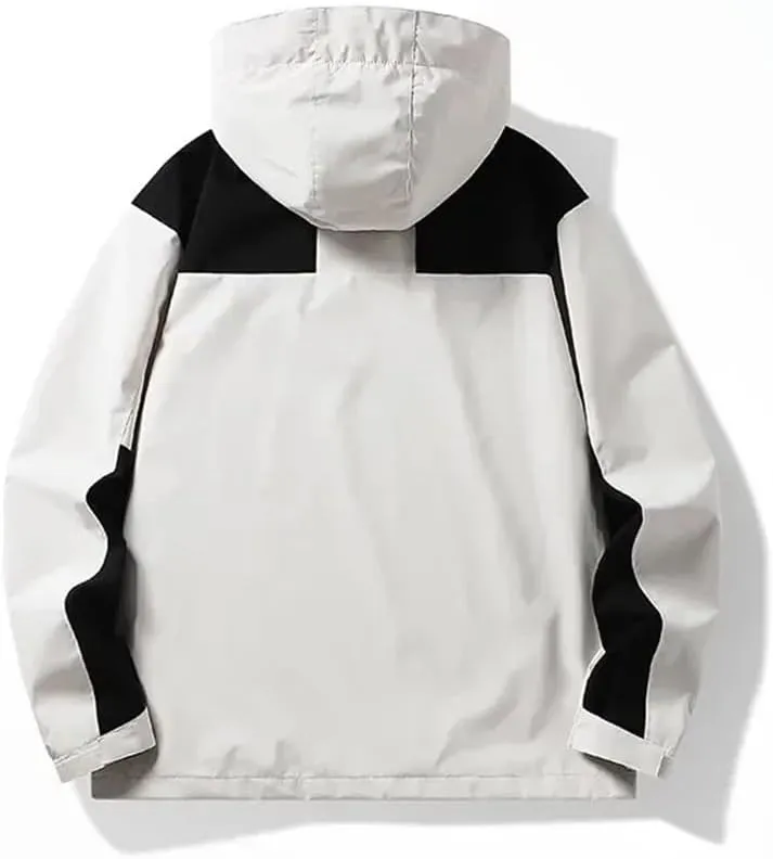 Rfmfkkg Men'S Loose Casual Outdoor Jacket Hoodies Casual Loose Patchwork Zipper Coats