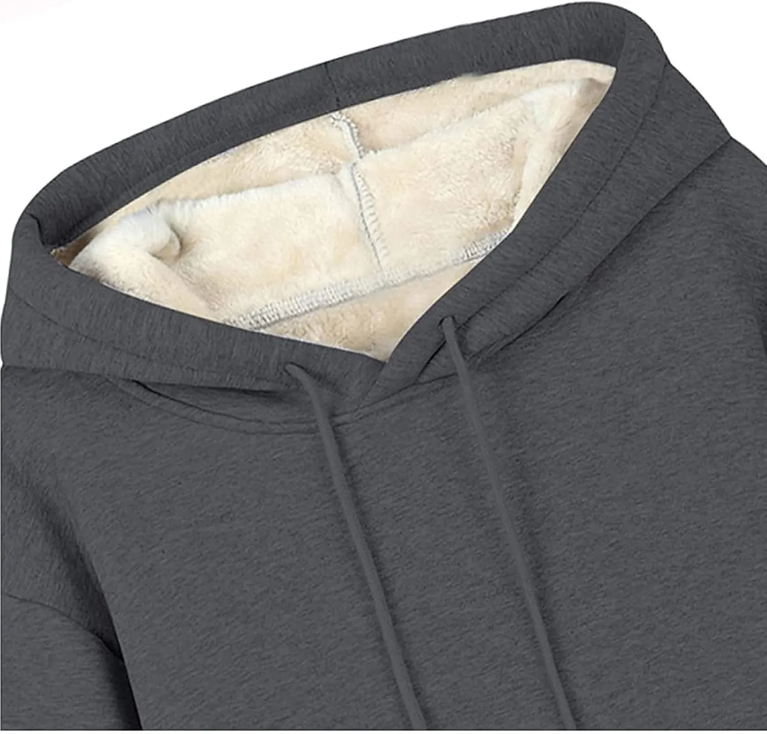 RKSTN Womens Winter Coats Warm Plush Hoodies Fleece Lined Jackets Solid Hooded Sweater Coat Long Sleeve Sweatshirt Pullover