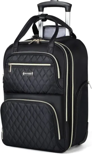 Rolling Backpack for Women, 15.6 Inch Travel Laptop Wheeled Backpack, 30L Roller Carry on Luggage for Adults Business College Work Overnight, Stylish Personal Item Suitcase, Black