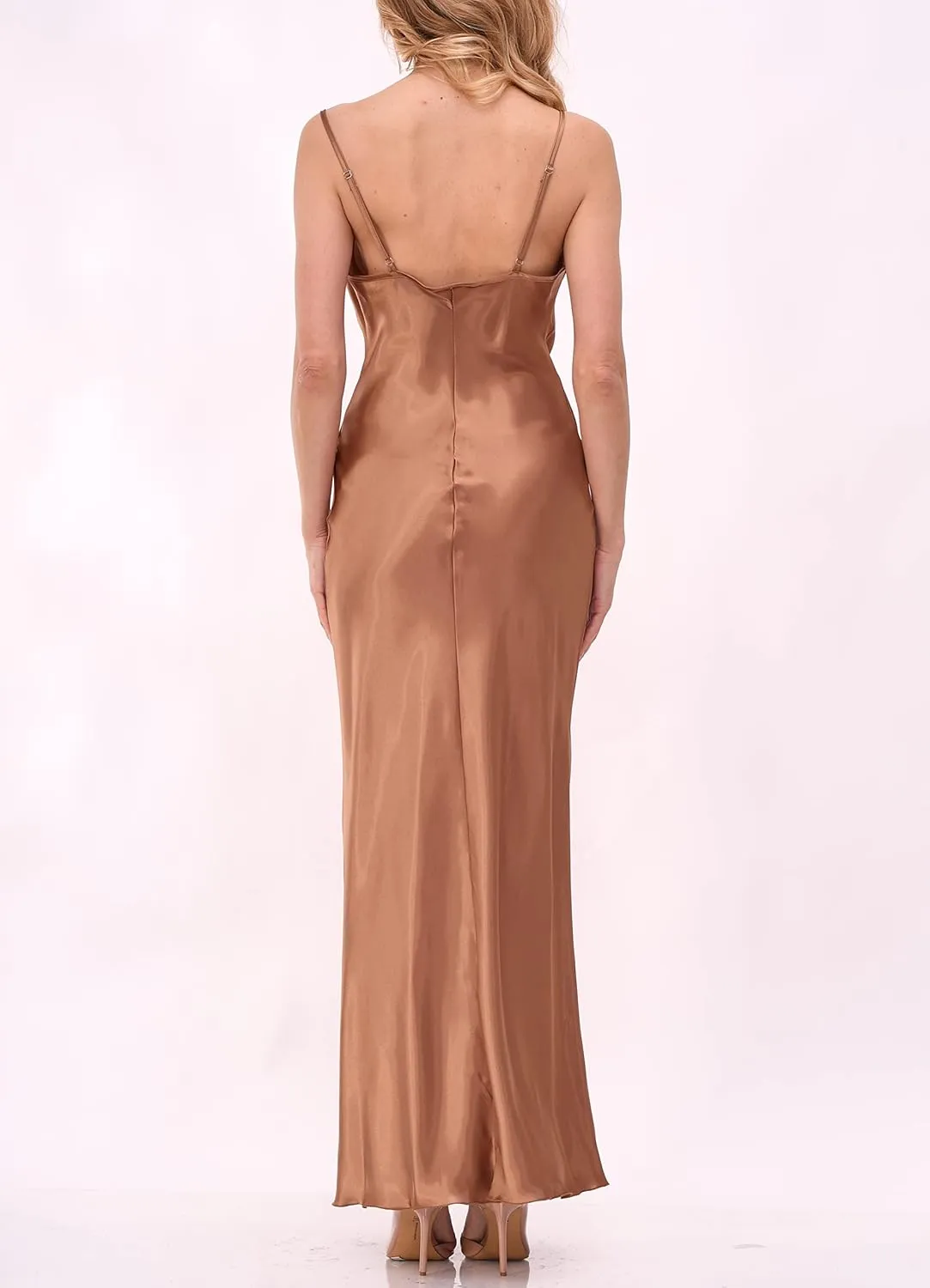 Satin Cowl Neck Slip Maxi Dress