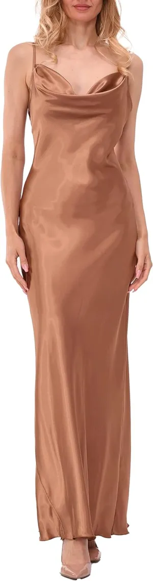 Satin Cowl Neck Slip Maxi Dress